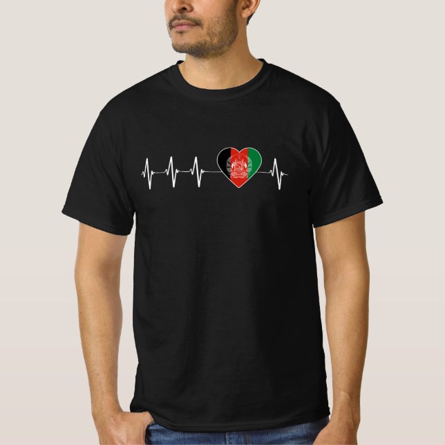 Afghan Heartbeat I Love Afghanistan Flag Heart T-Shirt (Front)