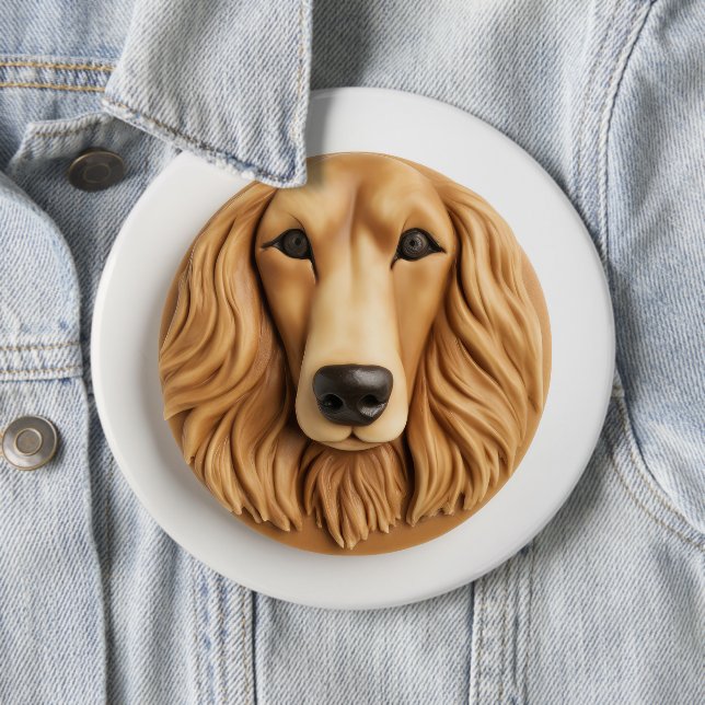 Afghan Hound 3D Inspired Button (In Situ)