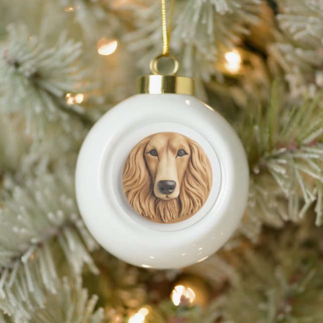 Afghan Hound 3D Inspired Ceramic Ball Christmas Ornament (Tree)