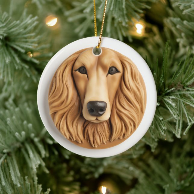 Afghan Hound 3D Inspired Ceramic Ornament (Tree)