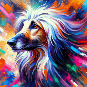 Afghan Hound Acrylic Print Colorful Vibrant Jigsaw Puzzle