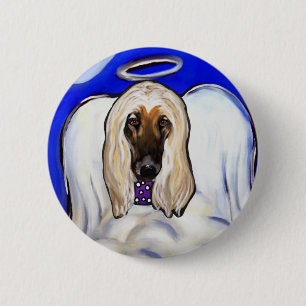 Afghan Hound Angel Button