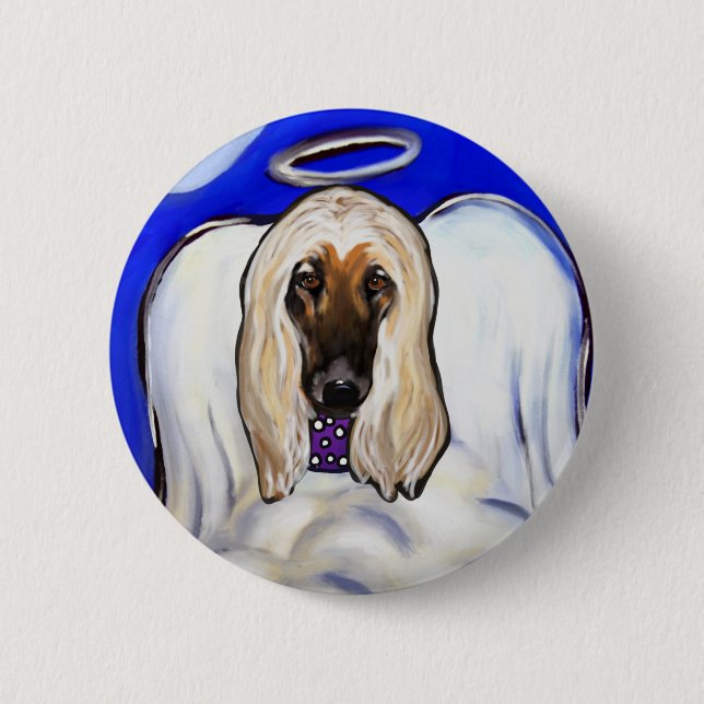 Afghan Hound Angel Button (Front)