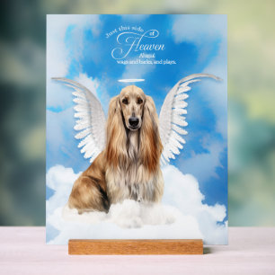 Afghan Hound Angel Dog with Name Pet Memorial Acrylic Sign