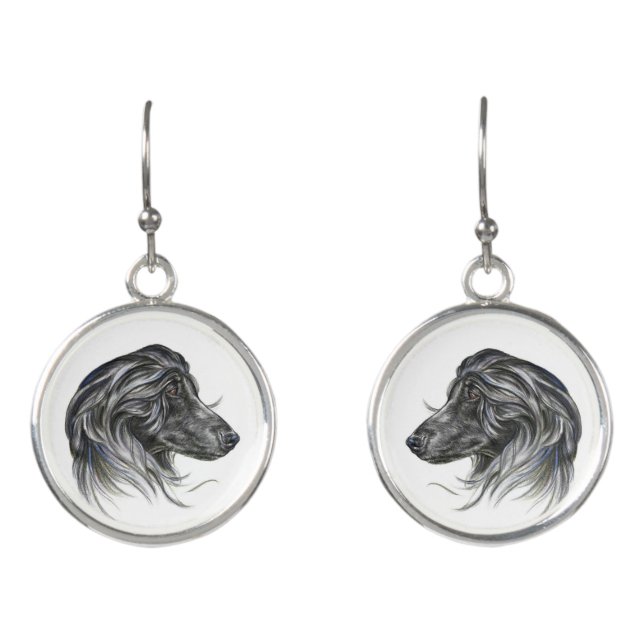 Afghan Hound Art Earrings (Front)