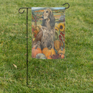 Afghan Hound Autumn Harvest Thanksgiving Dog Garden Flag