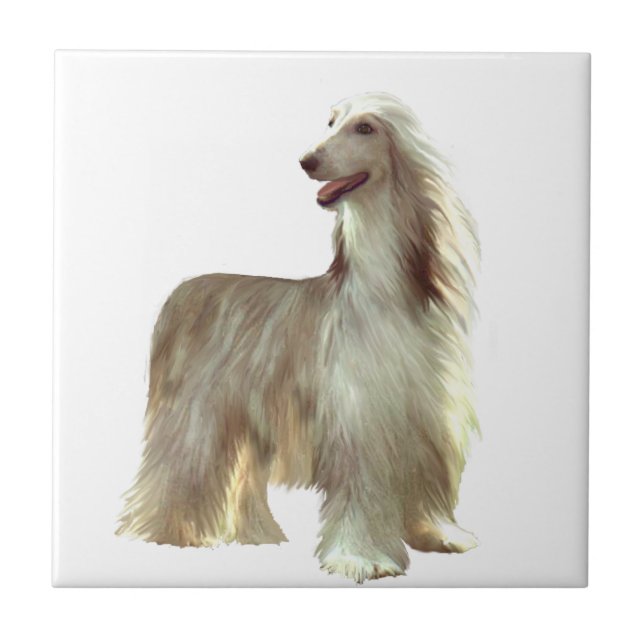 Afghan Hound (B) - fawn standing Ceramic Tile (Front)