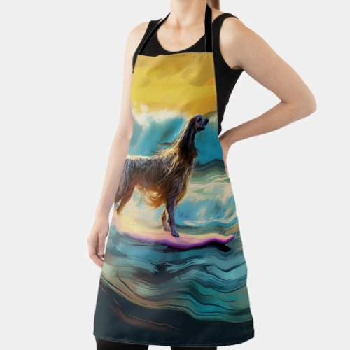 Afghan Hound Beach Surfing Painting  Apron