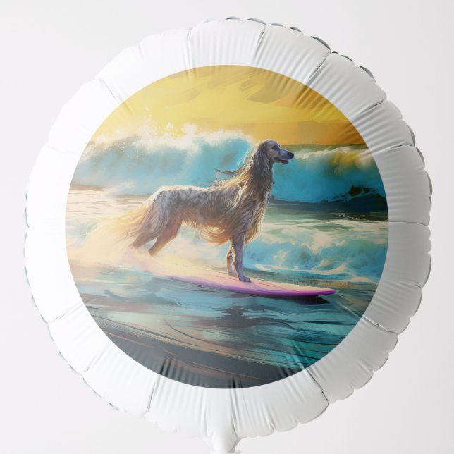 Afghan Hound Beach Surfing Painting  Balloon (Front)