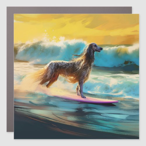 Afghan Hound Beach Surfing Painting  Car Magnet