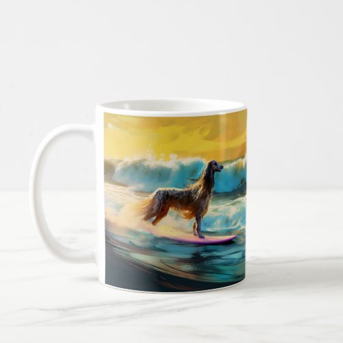 Afghan Hound Beach Surfing Painting  Coffee Mug