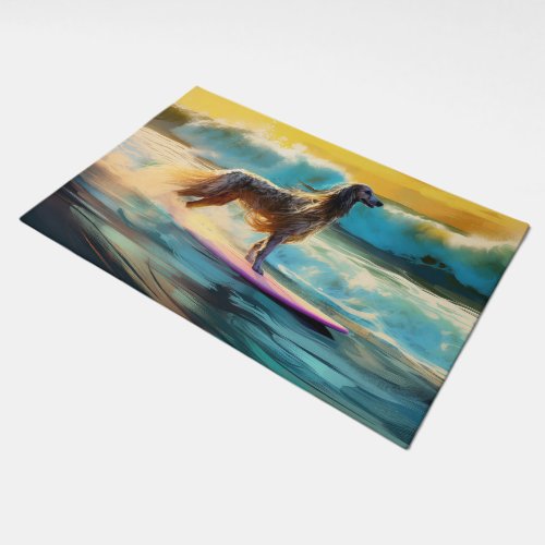 Afghan Hound Beach Surfing Painting  Doormat