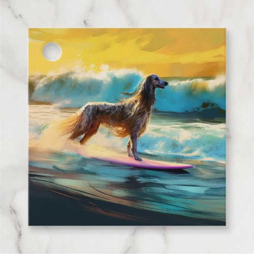 Afghan Hound Beach Surfing Painting  Favor Tags