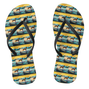 Afghan Hound Beach Surfing Painting  Flip Flops
