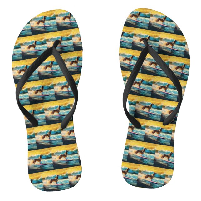 Afghan Hound Beach Surfing Painting  Flip Flops (Footbed)