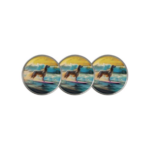 Afghan Hound Beach Surfing Painting  Golf Ball Marker