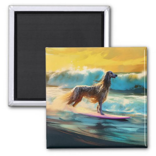 Afghan Hound Beach Surfing Painting  Magnet