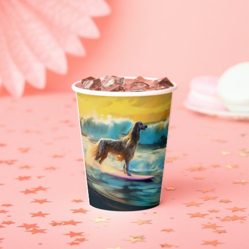 Afghan Hound Beach Surfing Painting  Paper Cups