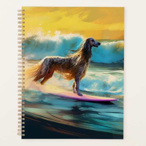 Afghan Hound Beach Surfing Painting  Planner