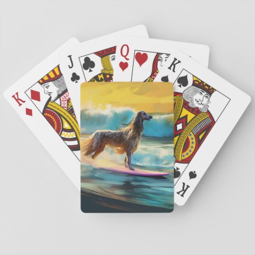 Afghan Hound Beach Surfing Painting  Poker Cards