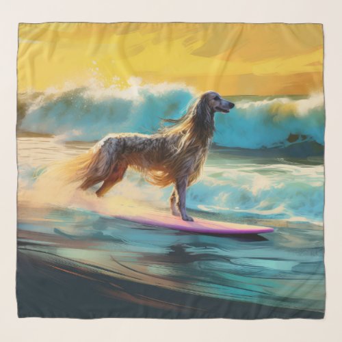 Afghan Hound Beach Surfing Painting  Scarf