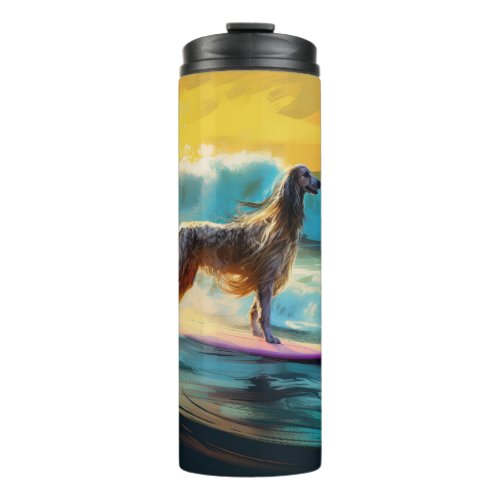 Afghan Hound Beach Surfing Painting  Thermal Tumbler