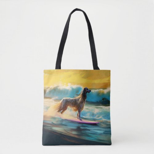 Afghan Hound Beach Surfing Painting  Tote Bag