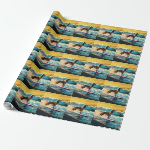 Afghan Hound Beach Surfing Painting  Wrapping Paper