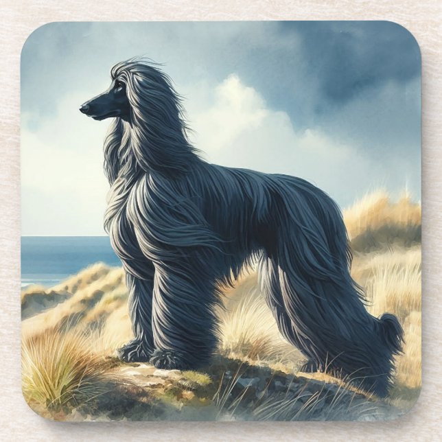 Afghan Hound Beverage Coaster (Front)