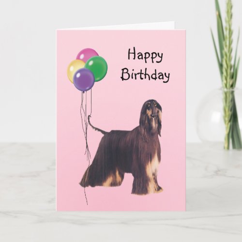 Afghan Hound Birthday Balloons Card