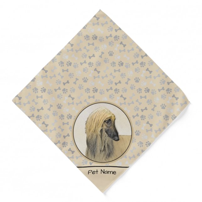 Afghan Hound Black Masked Red Painting Pet Dog Art Bandana (Front)