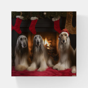 Afghan Hound by the Fireplace Christmas Paperweight