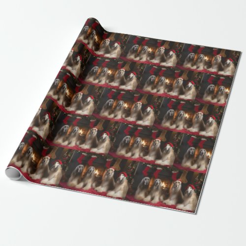 Afghan Hound by the Fireplace Christmas Wrapping Paper
