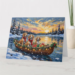 Afghan Hound Christmas Boat Holiday Card
