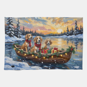 Afghan Hound Christmas Boat Holiday Kitchen Towel