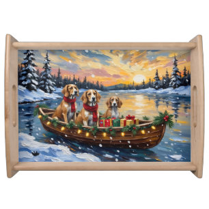 Afghan Hound Christmas Boat Holiday Serving Tray