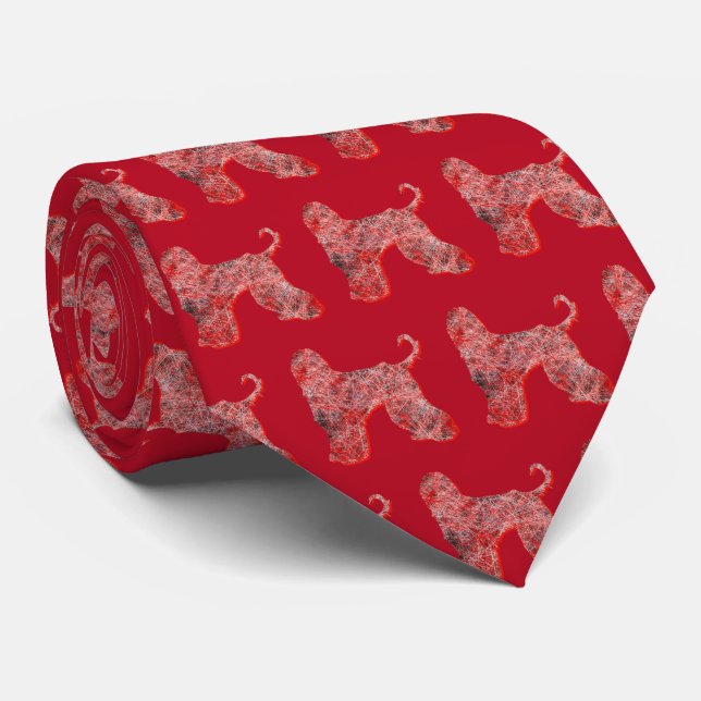 Afghan Hound Christmas Dog Silhouette Red Neck Tie (Rolled)