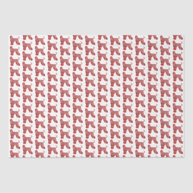 Afghan Hound Christmas Dog Silhouette White Tissue Paper (Front)