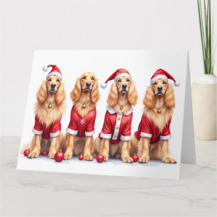 Afghan Hound Christmas Dress Santa Hat Card