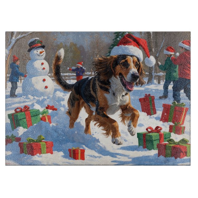 Afghan Hound Christmas Festive Snow Scene Cutting Board (Front)