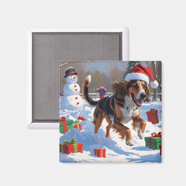 Afghan Hound Christmas Festive Snow Scene Magnet (Front/Back)