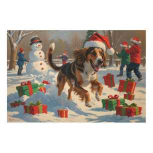 Afghan Hound Christmas Festive Snow Scene Wood Wall Art