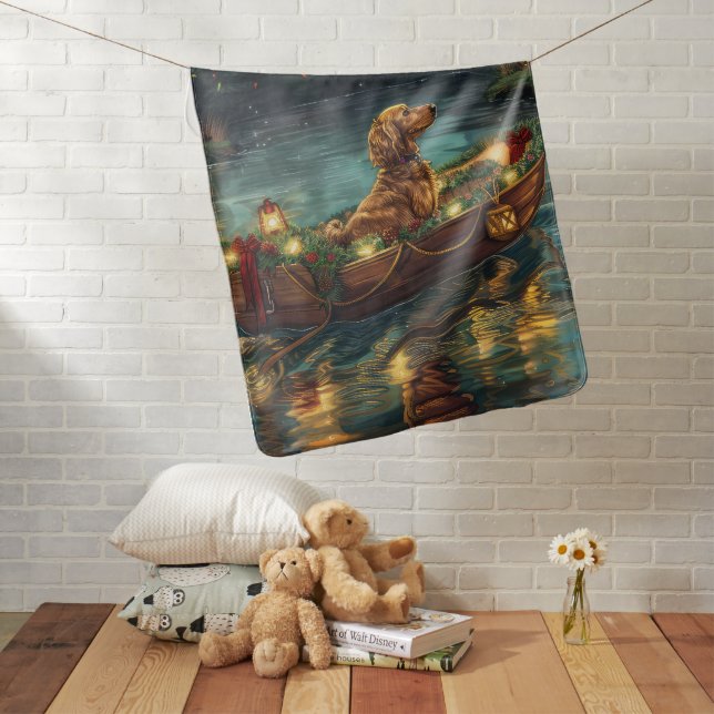 Afghan Hound Christmas Festive Voyage Baby Blanket (In Situ)