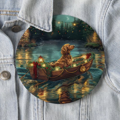 Afghan Hound Christmas Festive Voyage Button