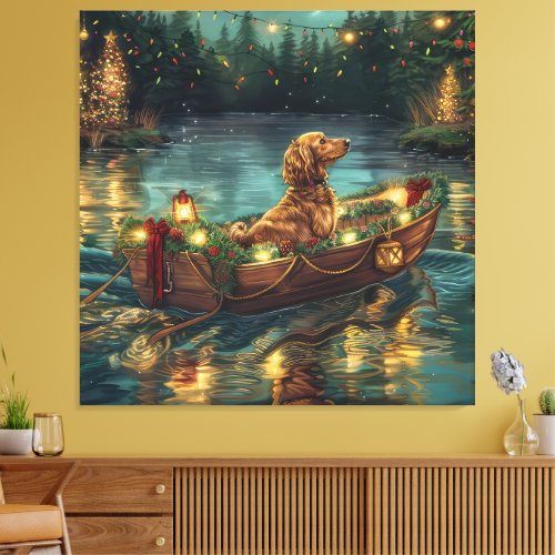 Afghan Hound Christmas Festive Voyage Canvas Print