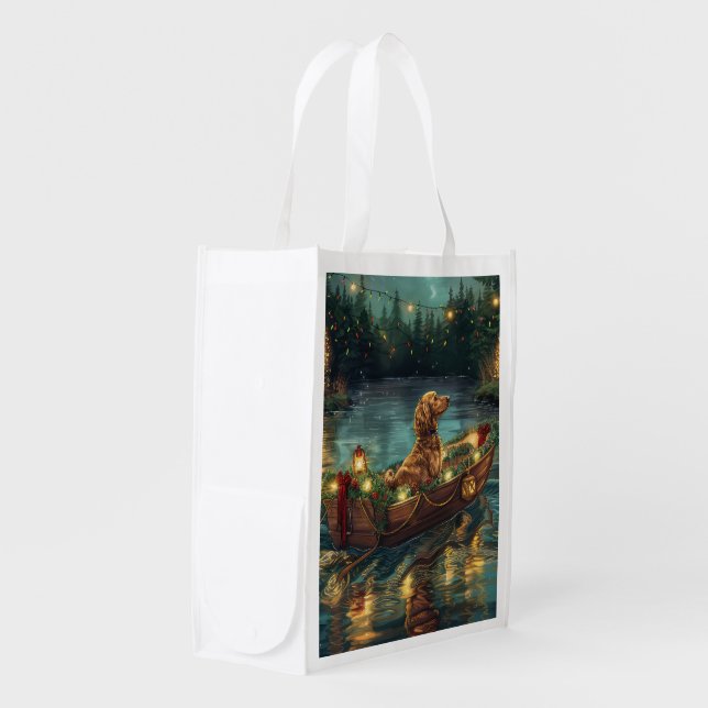 Afghan Hound Christmas Festive Voyage Grocery Bag (Front Side)