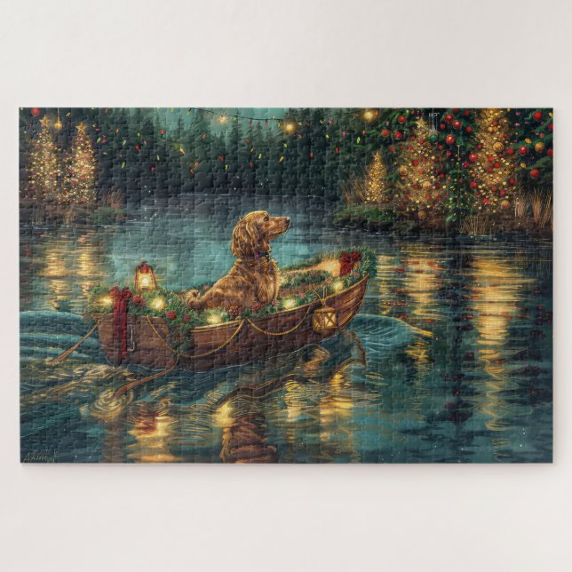 Afghan Hound Christmas Festive Voyage Jigsaw Puzzle (Horizontal)