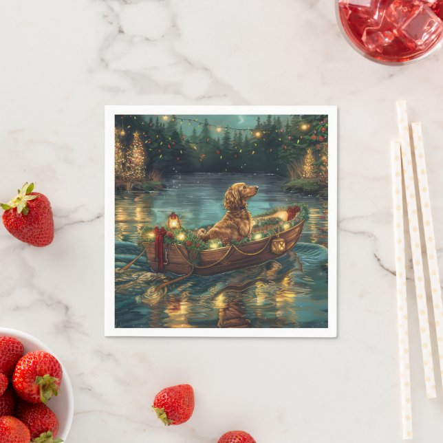 Afghan Hound Christmas Festive Voyage Napkins (Insitu)