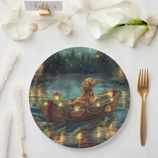 Afghan Hound Christmas Festive Voyage Paper Plates (Wedding)