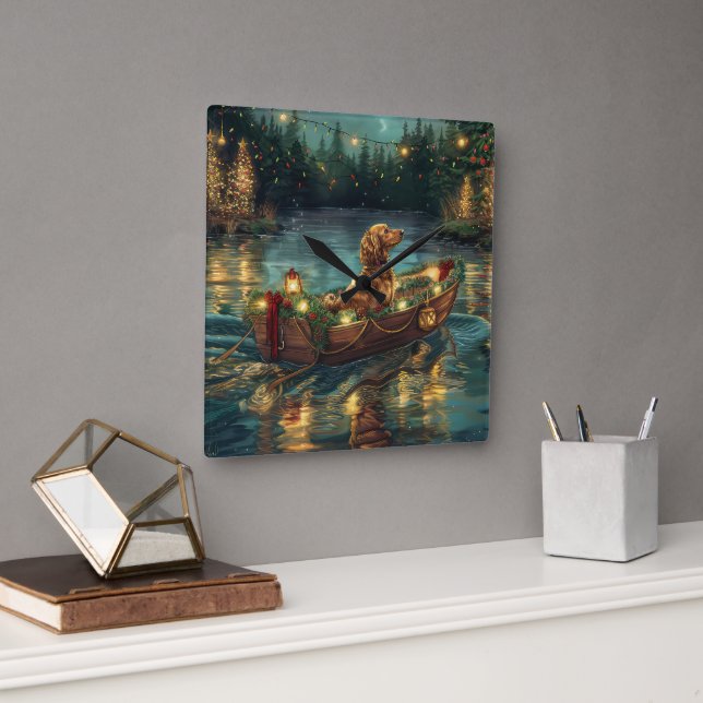 Afghan Hound Christmas Festive Voyage Square Wall Clock (Office)